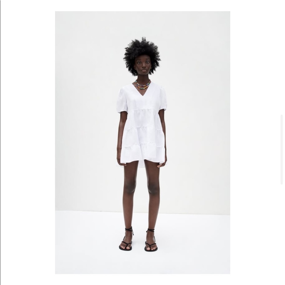 Zara Mini Tiered White Dress